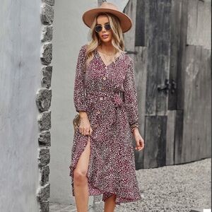 Burgundy Midi Dress Size Small